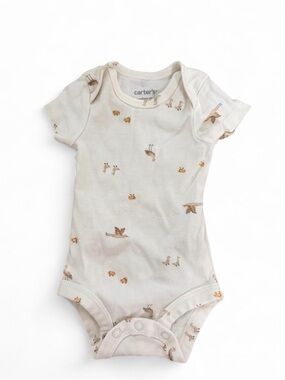 Carter's Cream One-Piece with Tiny Brown Animal Motif